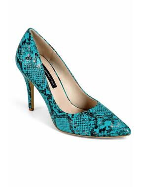 French Connection Snakeskin Print Heels Green/Black Size 6 NWB